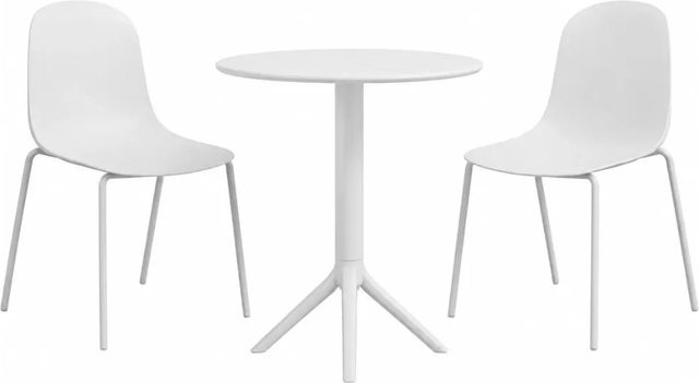 DELUKE Gartenmöbel-Set ELLA Bistroset mit Tisch und 2 Stühlen aus Kunststoff in Weiß, B/T/H: 162 x 60 x 85 cm - Bild 1