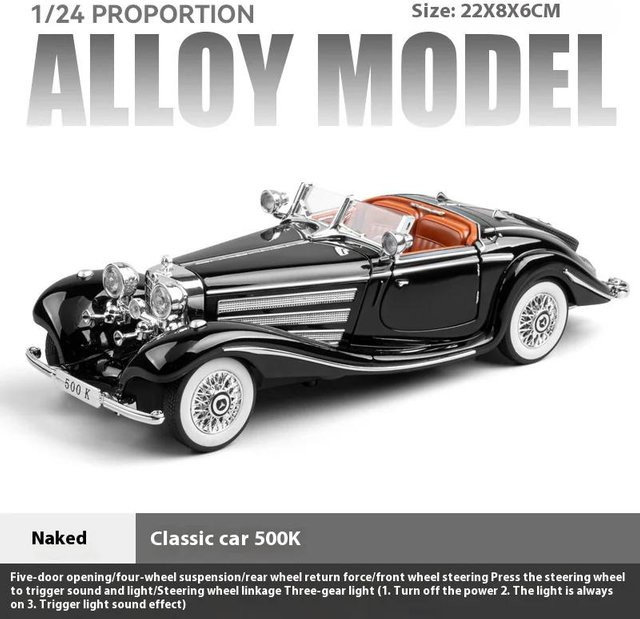 Linyi toy car Oldtimer, Modellauto, Metall, 1:24, mit Ton & Licht, ab 14 Jahren - Bild 1