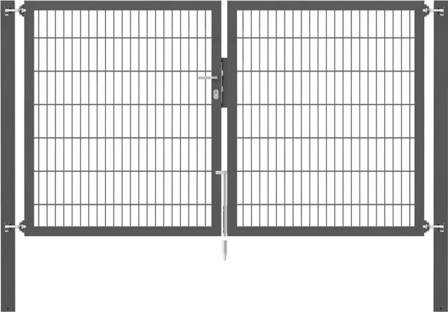 Doppeltor Flexo Plus in Anthrazit mit Pfosten, Breite: 250 cm, Höhe: 140 cm, Pfosten: 80 x 80 cm - Bild 1