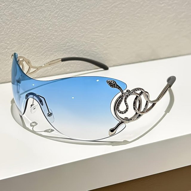 Yiran glasses Sonnenbrille, randlos, Schlangenmuster, gray, Damen - Bild 1