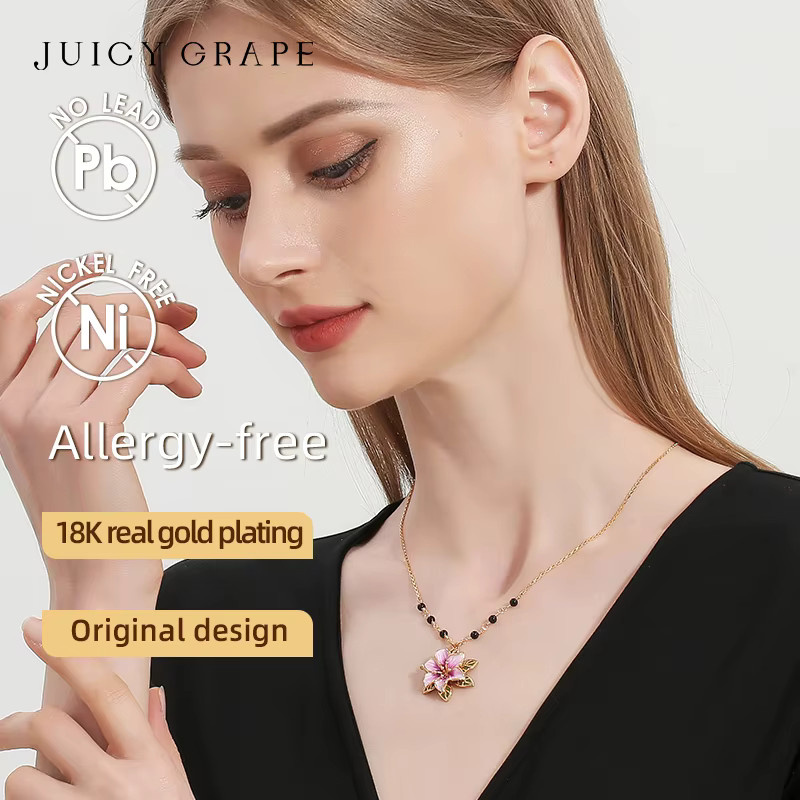 Juicy Grape Halskette, Emaille-Blumen, 18 Karat vergoldet, Damen - Bild 2