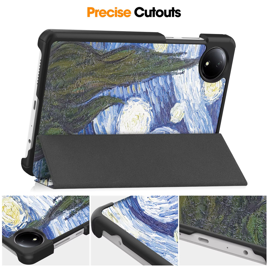 Xiaomi Redmi Pad SE 8,7 Tablet Hülle aus PU Leder mit Tri-Fold Standfunktion in Blau und Multicolour - Bild 4