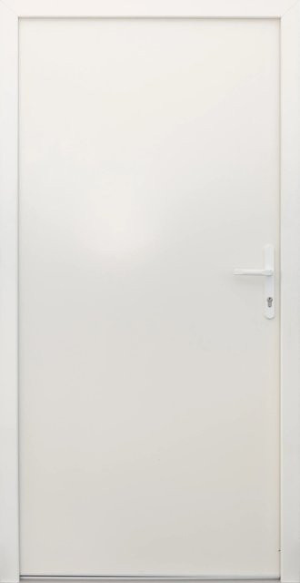 Stahl-Nebeneingangstür NS1 Weiß nach außen öffnend Anschlag Rechts B: 98 cm, H: 198 cm - Bild 1