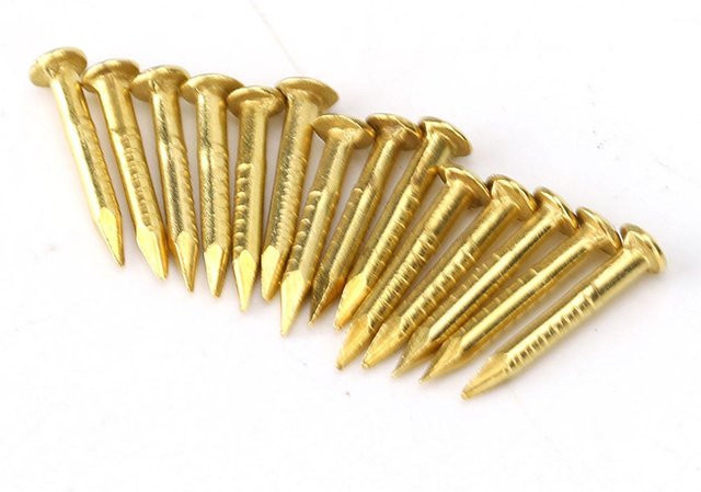 100 Stück Rundkopfnägel aus Messing von KaiSai für Möbel Scharnier Beschläge, Farbe Gold - Bild 1