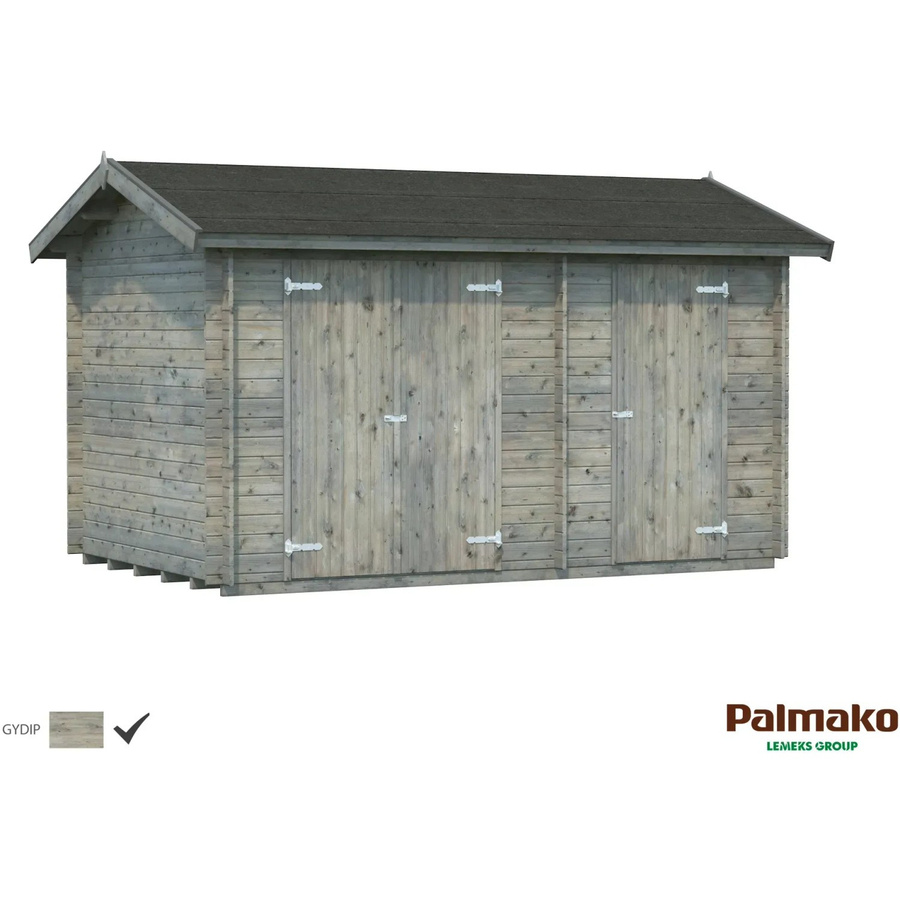 Palmako Jari Gartenhaus aus Fichtenholz in Grau mit Satteldach und Blockbohlenbauweise B/H/T: 410 x 235 x 240 cm - Bild 2