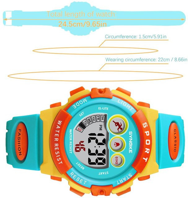 Fishine Digitaluhr Kinder, Kunststoff, Silikon, Blau, Wasserdicht - Bild 1