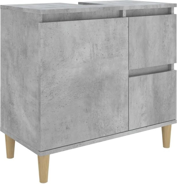 vidaXL Badschrank aus Holzwerkstoff und Eukalyptus, Betongrau, B/T/H: 65 x 33 x 60 cm - Bild 1