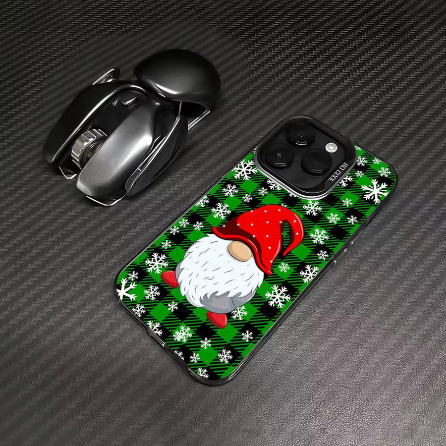 Weihnachtliche iPhone Handyhülle Gnomes Buffalo Plaid mit Metallknopf in Multicolor für Apple iPhone 17, 16, 15, 14, 13, 12 und Pro Max Modelle - Bild 2