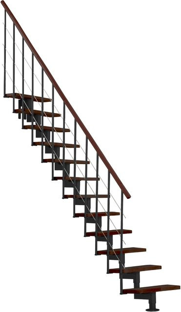 Minka Mittelholmtreppe Style in Walnuss und Schwarz für eine Raumhöhe bis 304 cm - Bild 1