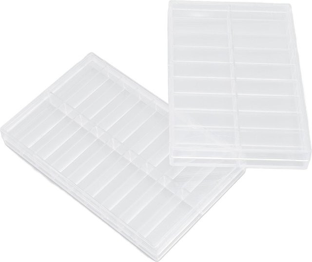 Neoglint 2er-Set Staubdichte Aufbewahrungsboxen mit 18 Fächern aus Kunststoff in Weiß und Transparent - Bild 1