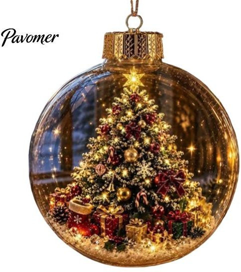 HonorBond Weihnachtsbaumschmuck mit warmen LED-Lichtern, transparente hängende Kugeln mit Retro-Metallkappe - Bild 1