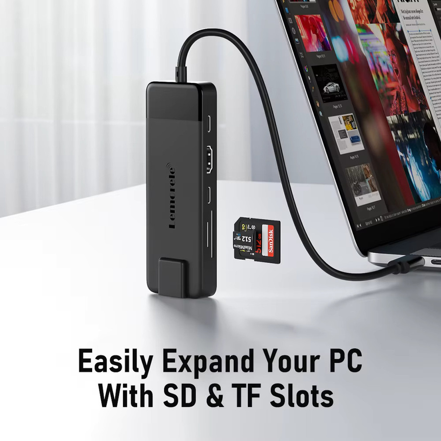 Lemorele TC93 USB-C Hub mit 4K HDMI, RJ45 Gigabit Ethernet, USB 3.0, VGA sowie SD und TF Kartenleser für MacBook Pro und Air - Bild 3