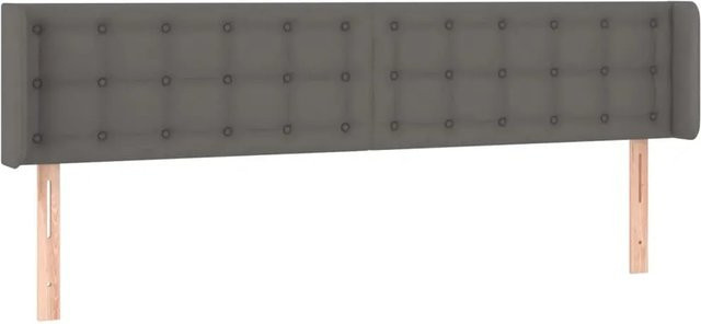 vidaXL LED Kopfteil in Grau aus Kunstleder mit integrierter Beleuchtung und USB-Ladeanschluss, B: 183 cm, T: 16 cm, H: 78-88 cm - Bild 1