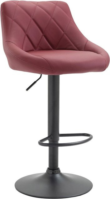 DELUKE Barhocker FALON Barstuhl aus Kunstleder in Bordeauxrot und Schwarz, drehbar mit Lehne, B/T/H: 46 x 49 x 83 cm - Bild 1