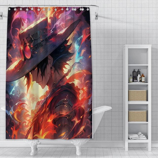 Wasserfester Duschvorhang mit Anime L-Luffy Motiv von Baifenbai Home Furnishing, bunt, Polyester, B/H: 180 x 200 cm - Bild 1