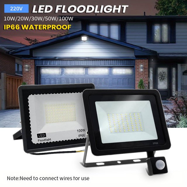 KcoiiFun LED-Flutlicht mit PIR-Bewegungssensor, 100 W Außenstrahler in Schwarz, IP66 wasserdichte Wandleuchte für den Garten - Bild 1