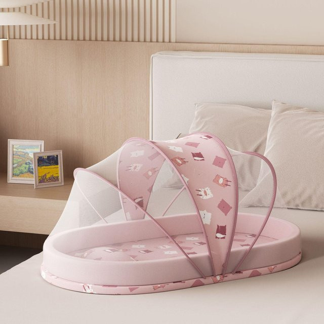 Kingglory Tragbares Babybett Happy Companion Faltbares Neugeborenen-Schlafbett mit Anti-Druck-Matratzenauflage in Weiß - Bild 1