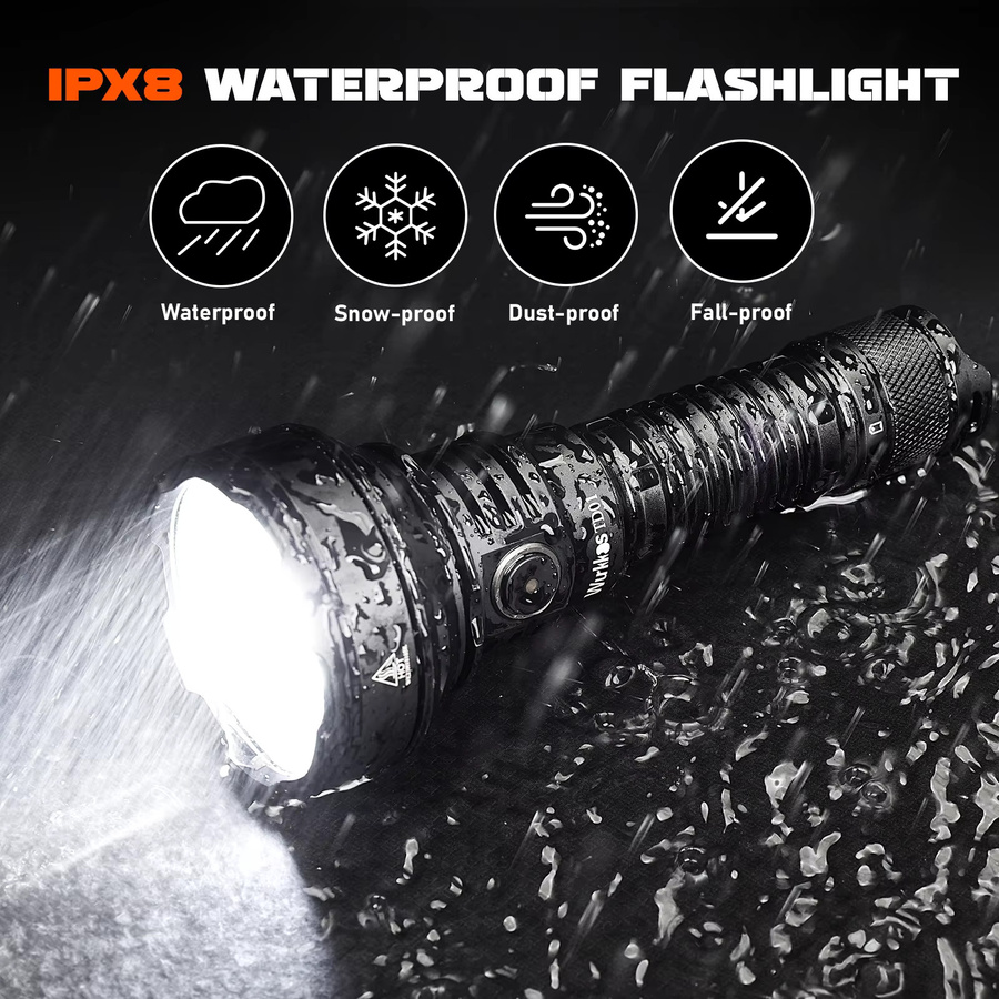 Wurkkos TD01 Taktische LED Taschenlampe, 2200 lm, Schwarz, IPX8 wasserdicht, wiederaufladbar - Bild 3