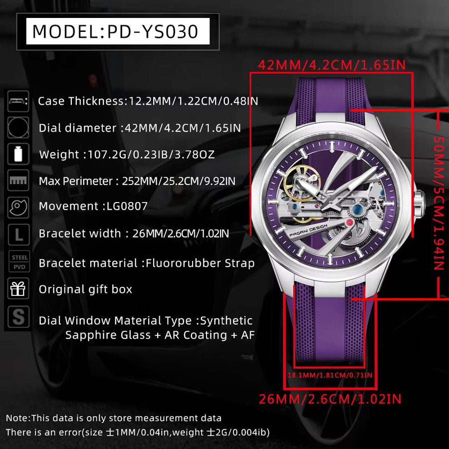 Pagani Automatik-Armbanduhr, Edelstahl, Saphirglas, Herren - Bild 2