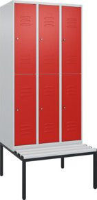 C+P Doppelstock-Spind Classic PLUS Sitzbank mit 3 Abteilen und unterbauten Spinden, B/T/H: 212,0 x 90,0 x 81,5 cm - Bild 1