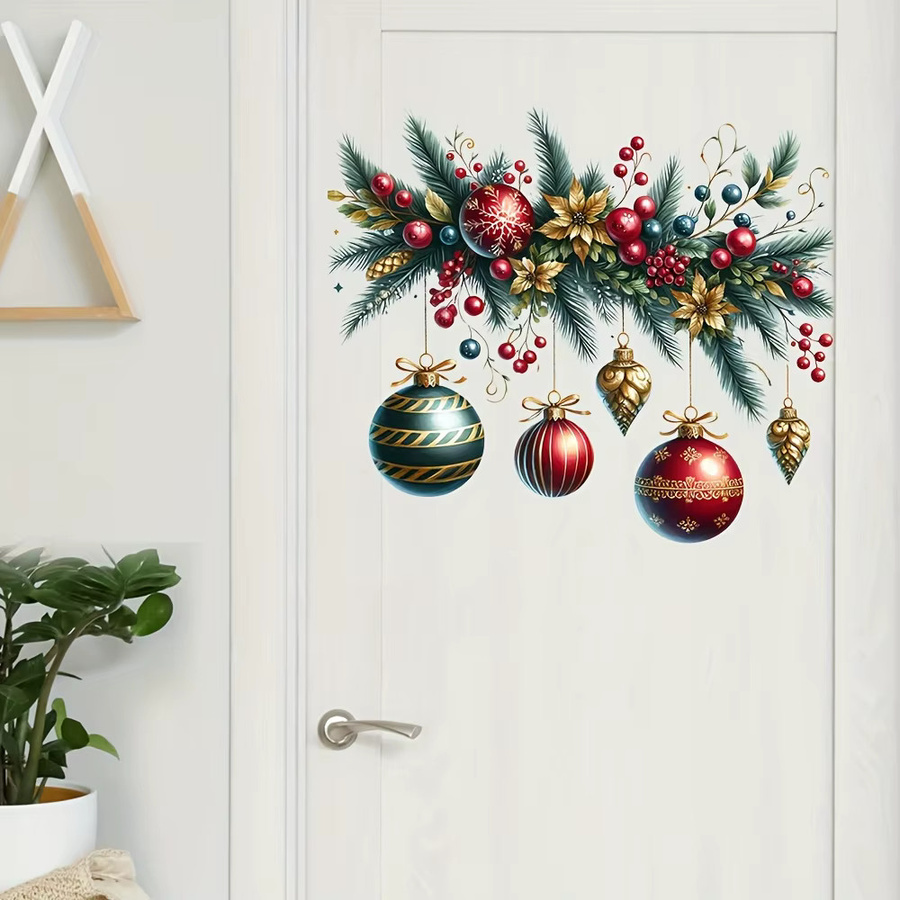 DUTRIEUX Weihnachtsszenenaufkleber aus PVC mit Tannenzapfen und Beeren in Mehrfarbig für Fenster, Türen und Wände - Bild 3