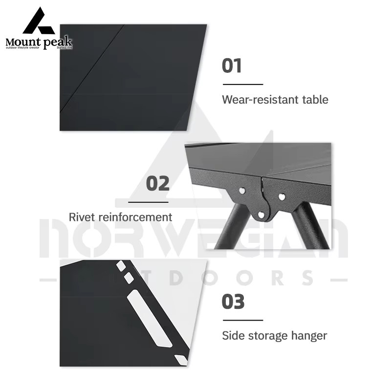 Mount Peak IGT Taktischer Outdoor Camping Tisch mit Zubehör, Multifunktionaler Klappbarer Metalltisch in Schwarz - Bild 4