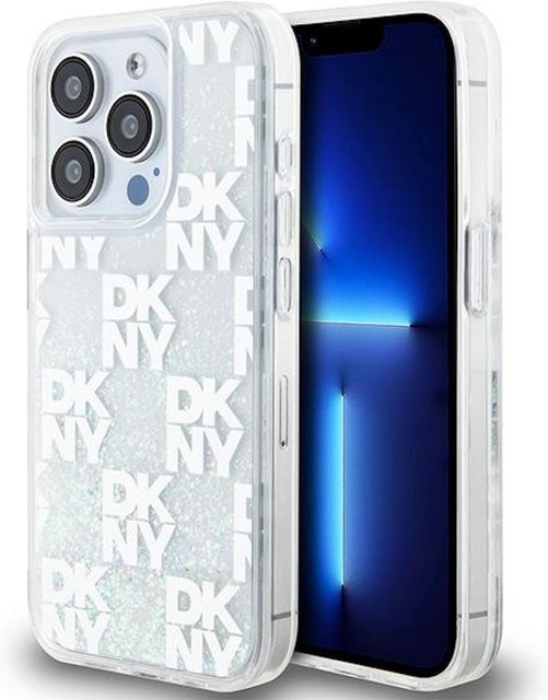 DKNY Liquid Glitter Silikon Case für Apple iPhone 15 Pro in Silber/Transparent - Bild 1