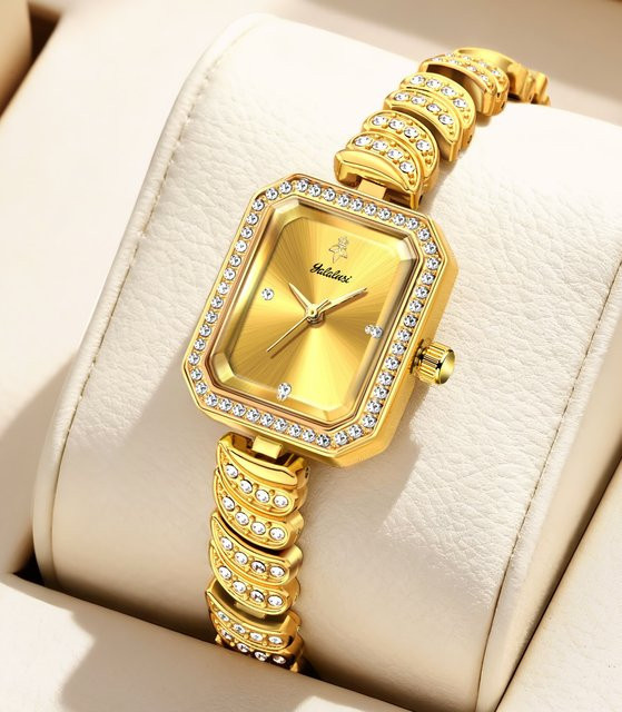 YaLaLuSi Armbanduhr Quarz, Gold, Messing, Textil, Damen - Bild 1