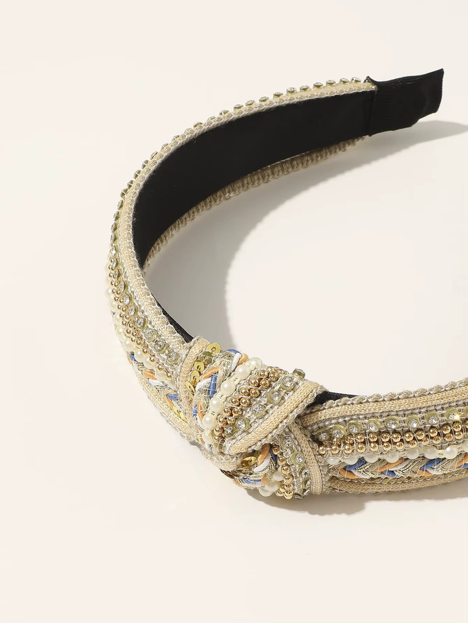 Stirnband, Strass, Perlen, Boho, Damen - Bild 2