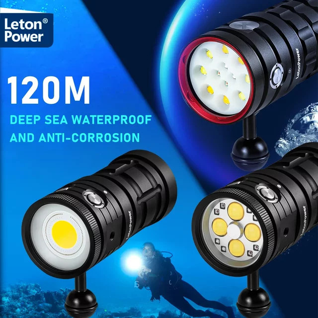 LetonPower Professionelle Unterwasserlampe mit 36 Kernen in Schwarz, wasserdicht bis 120m für Fotografie und Videografie - Bild 1