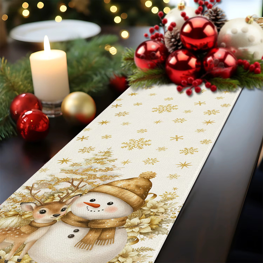 VIKAMA Weihnachts-Tischläufer mit Schneemann und Rentier, Mehrfarbig, B/H: 183 x 33 cm - Bild 4