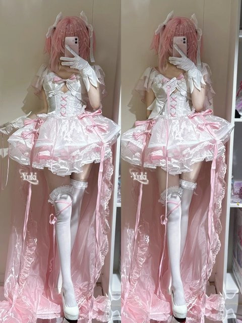 Madoka Magica Kaname Madoka Cosplay Symphony of Destiny Kostüm, Mädchen, Rosa, Zubehör, Textil - Bild 1