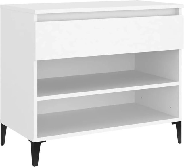 vidaXL Schuhregal Weiß aus Holzwerkstoff und Metall, B/T/H: 70 x 36 x 60 cm - Bild 1