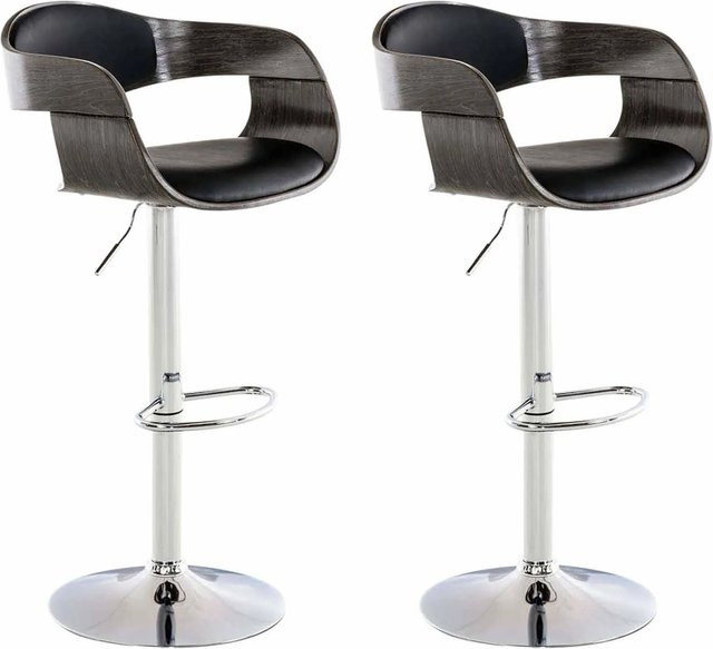 DELUKE 2er Set Barhocker NADAN aus Kunstleder, Schwarz-grau, höhenverstellbar, drehbar mit Lehne, B/T/H: 50 x 48 x 88 cm - Bild 1
