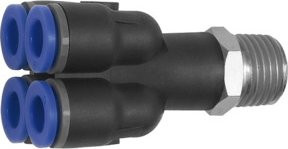 Riegler Mehrfachverteiler Blaue Serie, 4-fach, drehbar, Messing, R 1/4 a Ø 6mm, Blau - Bild 1