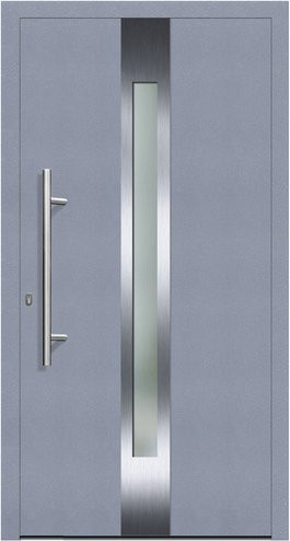 KNOCK Flügelüberdeckende Kunststoff-Haustür Terra in Grau mit Glaseinsatz, modern, B: 100,0 cm, H: 210,0 cm, T: 58,5 cm - Bild 1