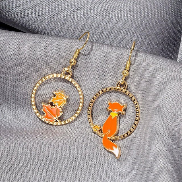 Ohrstecker Fuchs und Ahorn, Kupfer, orange, Damen - Bild 1