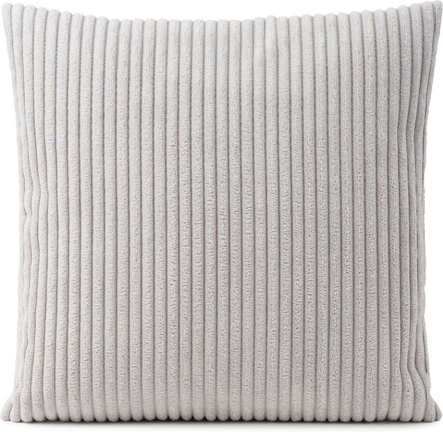Kissenhülle ANAFI Gozze quadratisch gestreift in Silber und Beige aus Polyester, Breite: 60 cm, Höhe: 60 cm - Bild 1