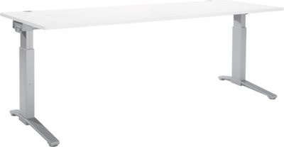 Schäfer Shop Genius Schreibtisch ERGOSTYLE S, manuell höhenverstellbar, Rechteck, C-Fuß, B/T/H: 200 x 80 x 67,5-89,5 cm, weiß/weißaluminium - Bild 1