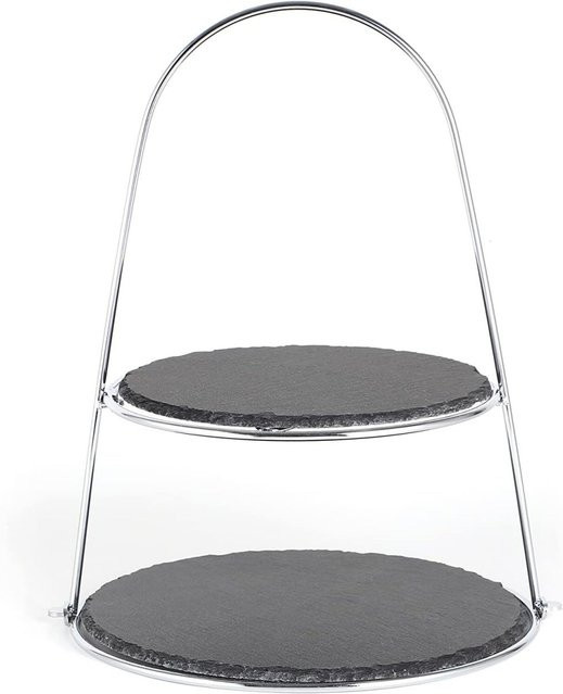 ECHTWERK Etagere mit Bügelgriff rund, silber, B/H/T: 29 x 40 x 40 cm - Bild 1