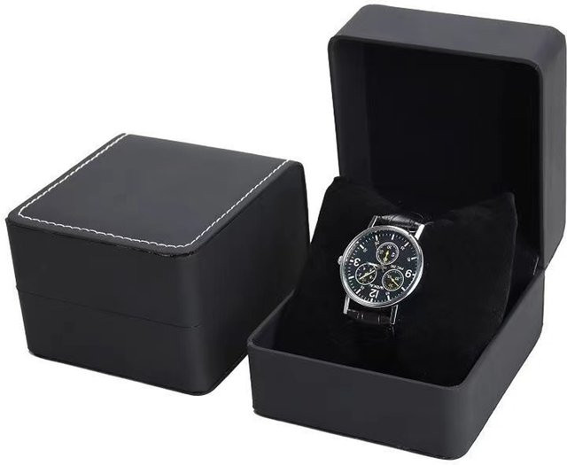 Lnofxas Einzeluhr-Geschenkbox, PU-Leder, Schwarz, Herren - Bild 1