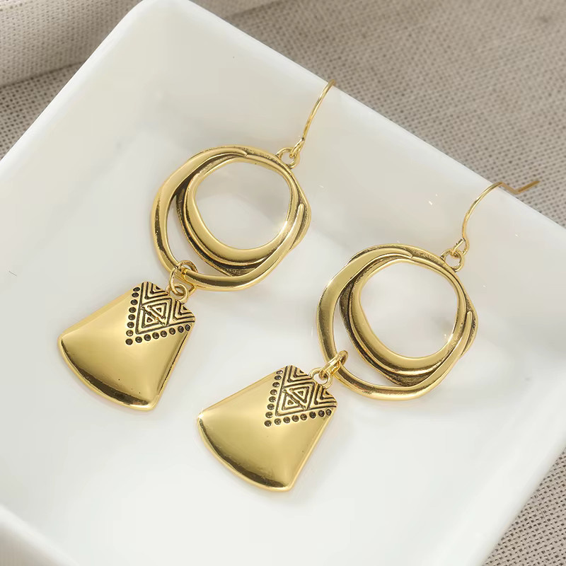 YoYo Ohrhänger, Goldene geometrische Ohrringe, Damen - Bild 3