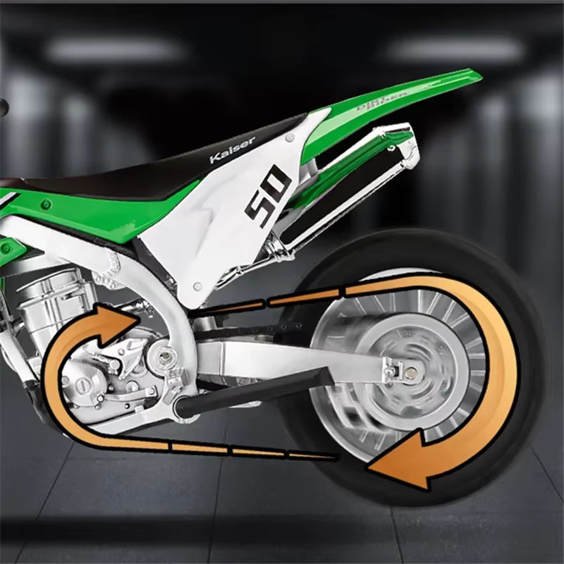 Double Horses KX450 Rennmotorrad Modell, 1:12, Metall, Grün - Bild 4