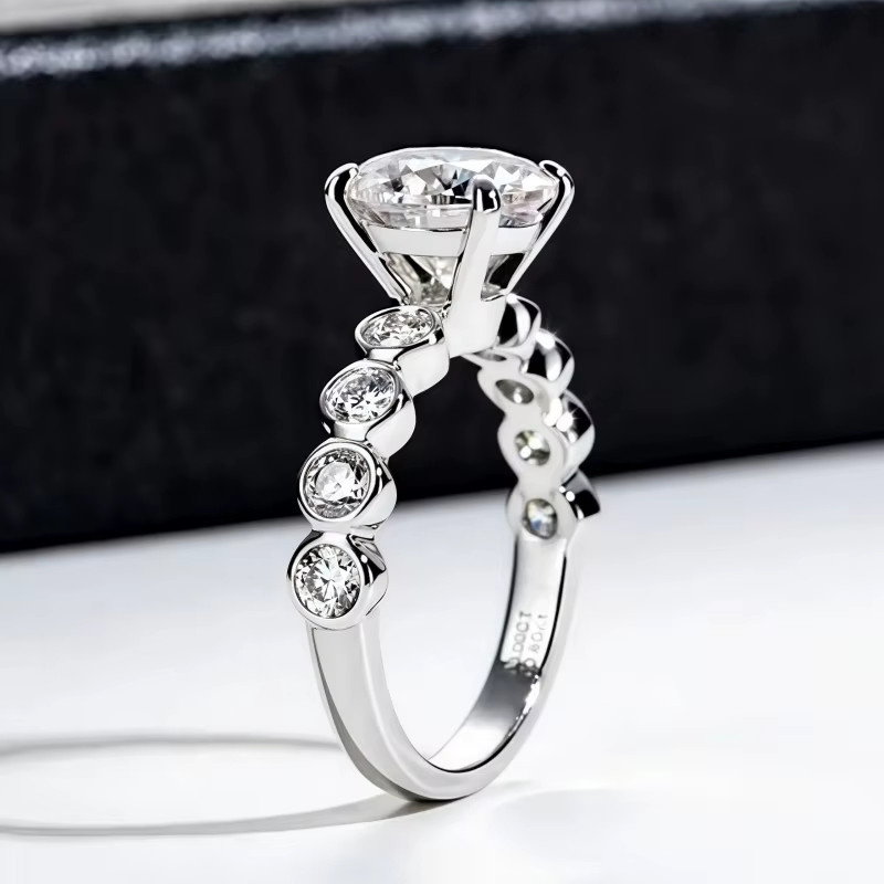 LOVESSOM Ehering 925 Silber, Moissanit, Unisex - Bild 5