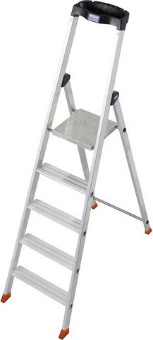 Krause Stehleiter Monto Solido aus Aluminium in Silber mit 5 Stufen, B/T/H: 48 x 104 x 165 cm - Bild 1