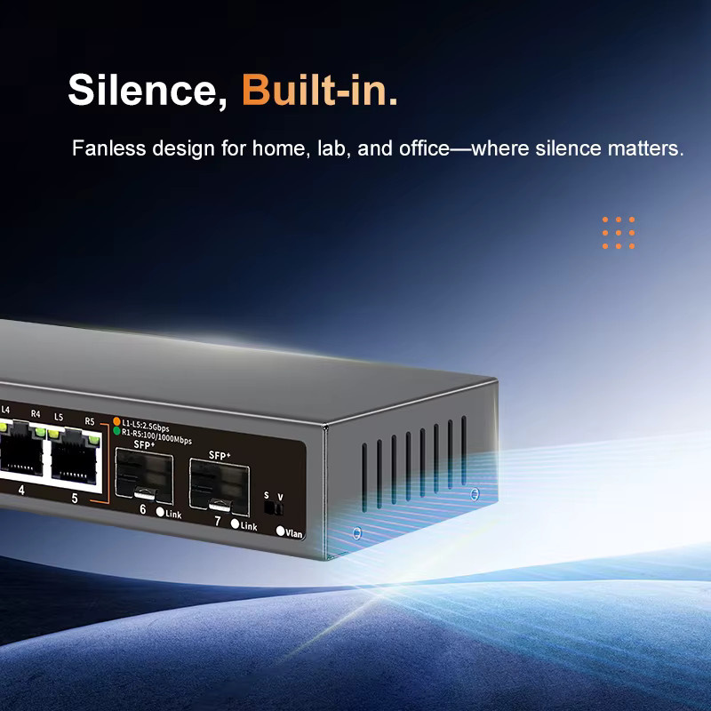 KeepLiNK 7-Port Multi-Gigabit-Switch mit 5 x 2,5-Gb-Ethernet und 2 x 10-Gb-SFP+ unmanagediert für Plug & Play Hochgeschwindigkeitskonnektivität - Bild 3