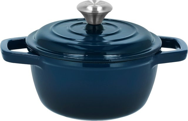 SILVERCREST Premium Gusseisentopf mit Emaille in Blau, Ø 16 cm - Bild 1