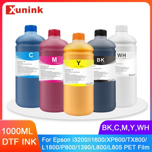 Xunink DTF-Transfer-Tinte Multicolor für PET-Folie, kompatibel mit P600, P800, DX5, XP600, TX800, 4720 und i3200 Druckköpfen, 1000 ml - Bild 1