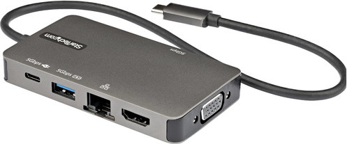 StarTech.com USB-C Multiport Adapter mit HDMI, VGA, USB 3.2 Gen 1 und GbE Ethernet in Schwarz und Grau mit 100W Power Delivery und 30cm Kabel - Bild 1