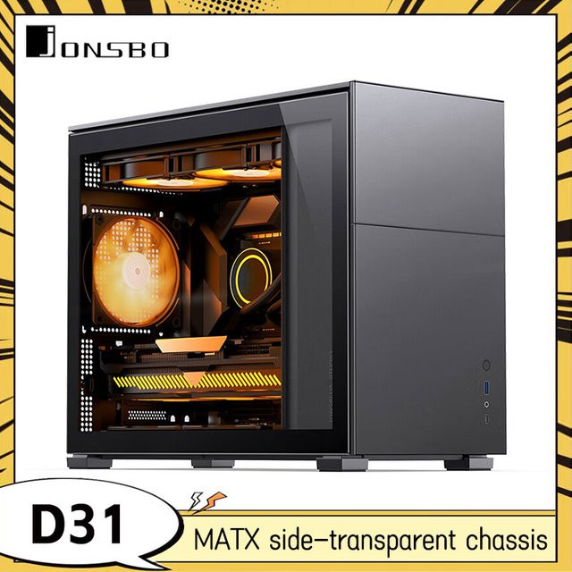 Jonsbo Pine Cone D31 Dual ATX Gehäuse in Schwarz mit USB-C Gen2 10Gbps und Platz für 360mm Radiator - Bild 1